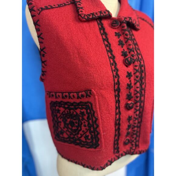 Vintage Red Wool Beat Cambridge Dry Goods Stitched Knit Cottage Medium - Picture 3 of 8